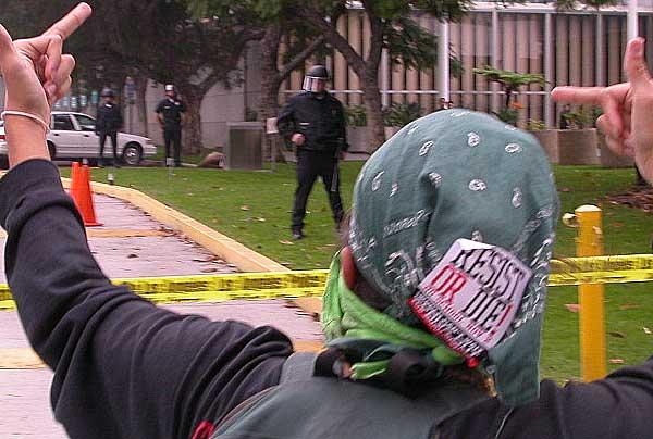 UCLA student salutes police