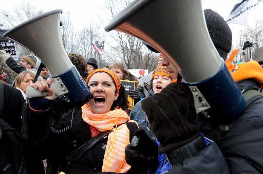 Las protestas contra Bush se realizaron frente a la Casa Blanca.