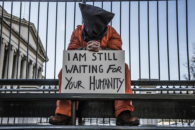 A close Guantnamo protester in Washington, D.C. shortly before Barack Obamas second inauguration in January 2013. (Witness Against Torture)