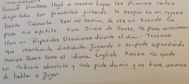 La ta de Destinee tambin escribi sobre lo difcil que ha sido para la nia ajustarse a la vida tras salir del albergue y estar separada de su madre.