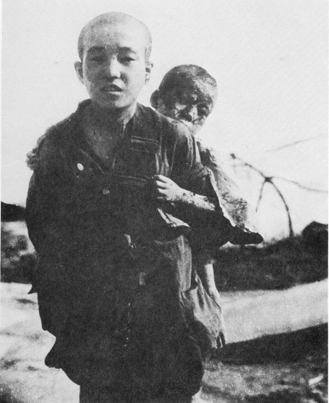 Children fleeing firestorm in Hiroshima